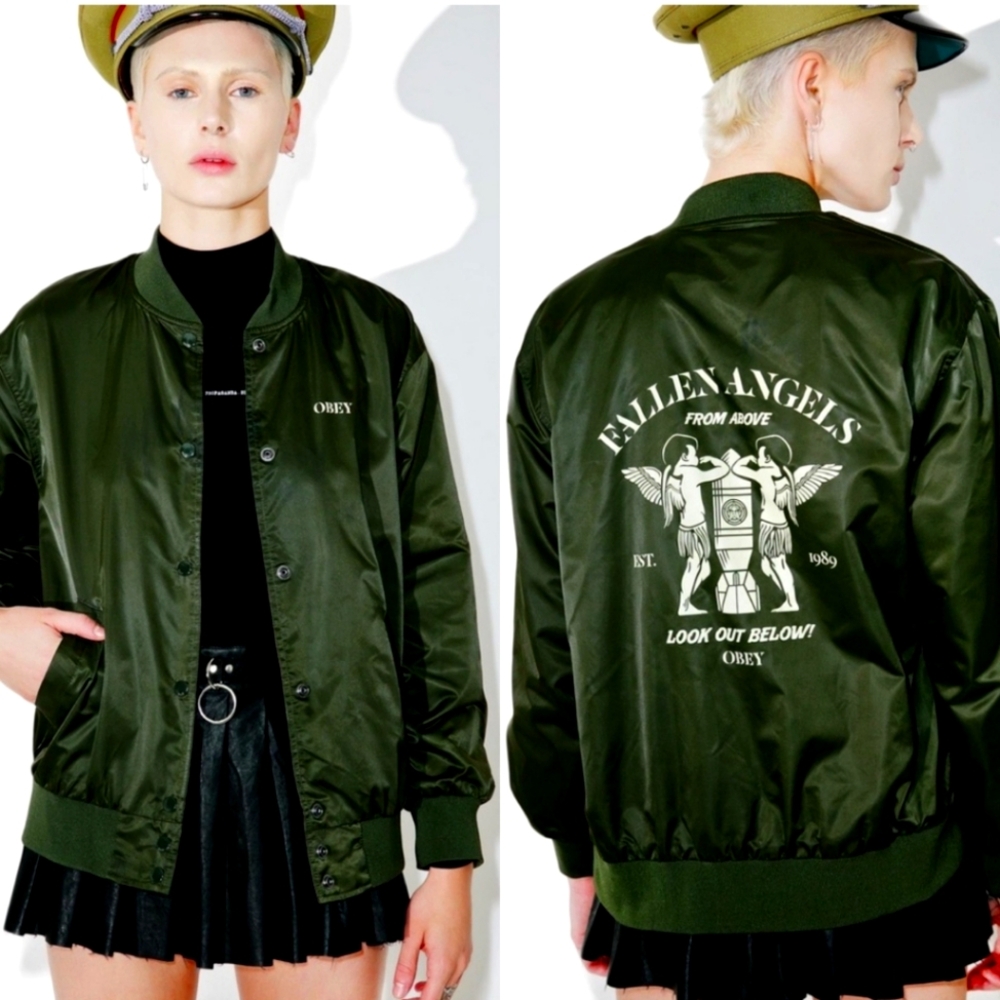 Obey Green Hooligans Nite Bomber Jacket
